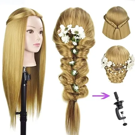 IAS Hair Mannequin Head Dummy for Hair Styling, 28 Inch Long (Golden)